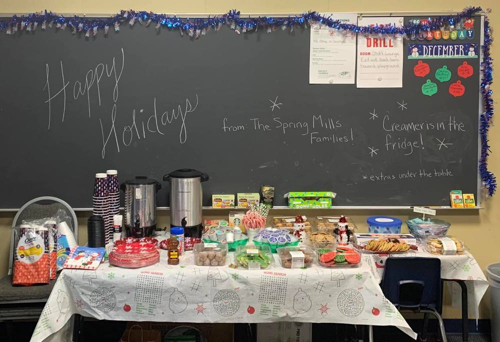 Holiday goodies in teacher lounge