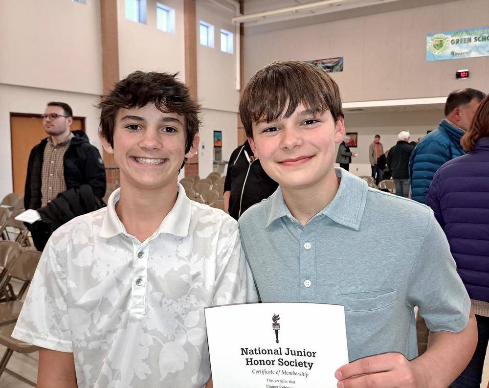 two boys in NJHS with a certificate