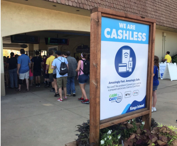 Cashless sign at Cedar Point