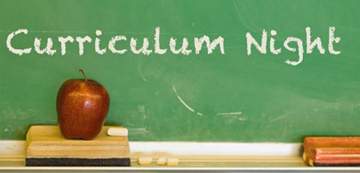 Curriculum night Image with an apple and a chalk board 