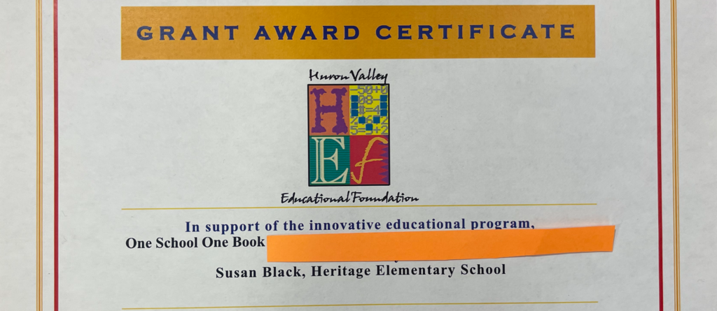 Grant Award Certificate to Susan Black