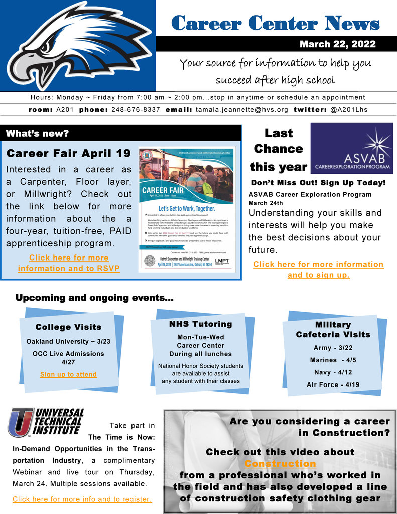 March Career Center Update