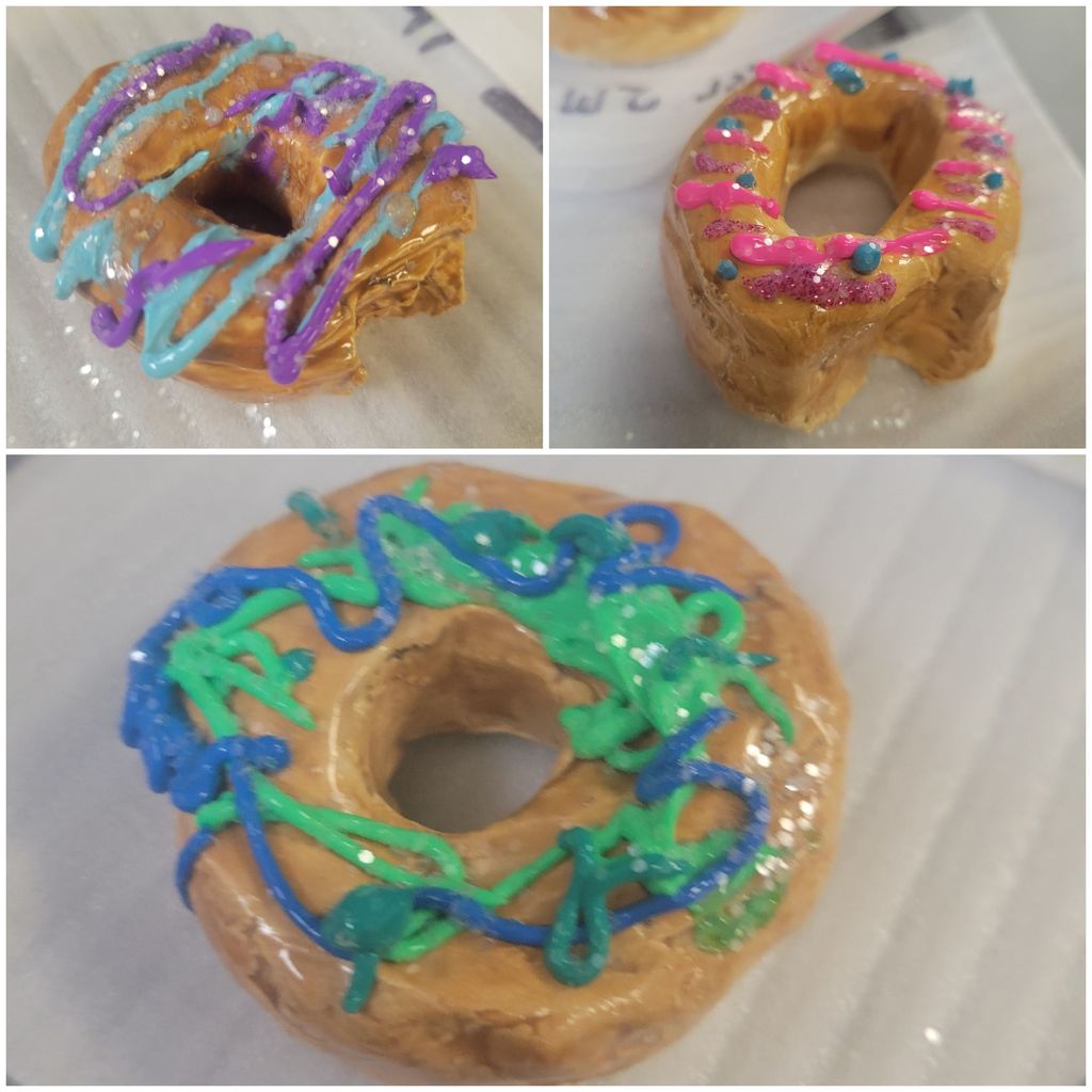close up of clay donuts made in art class