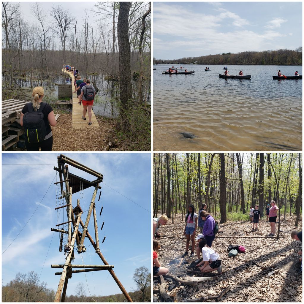 students participating in outdoor activities (climbing, hiking, canoeing) 