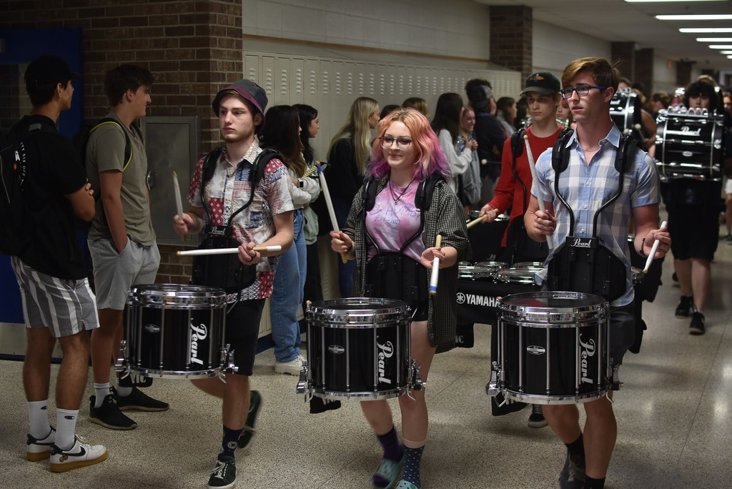 Drumline leading the 2022 Clap Out