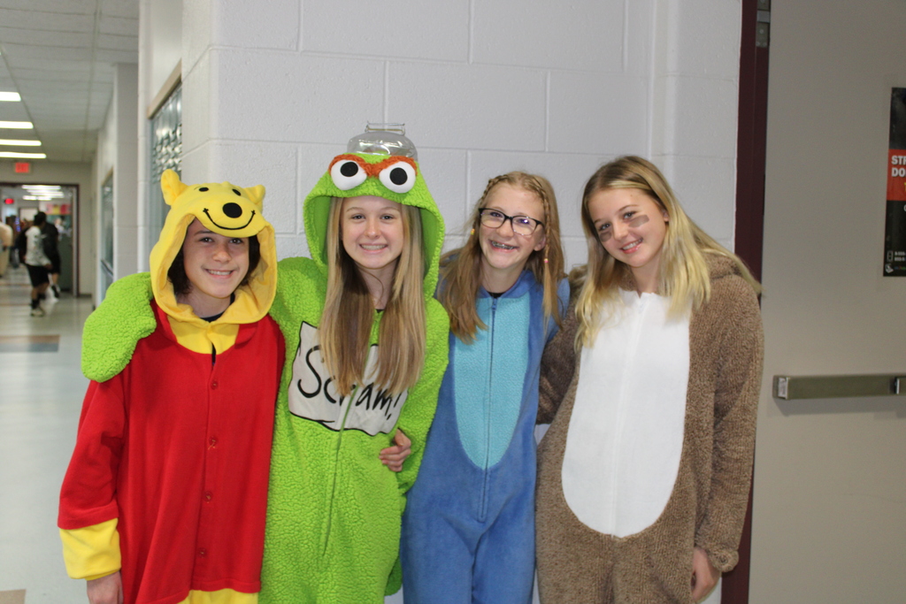 Four girls in animal suits