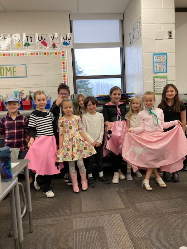 Students dressed in 1950's era clothing