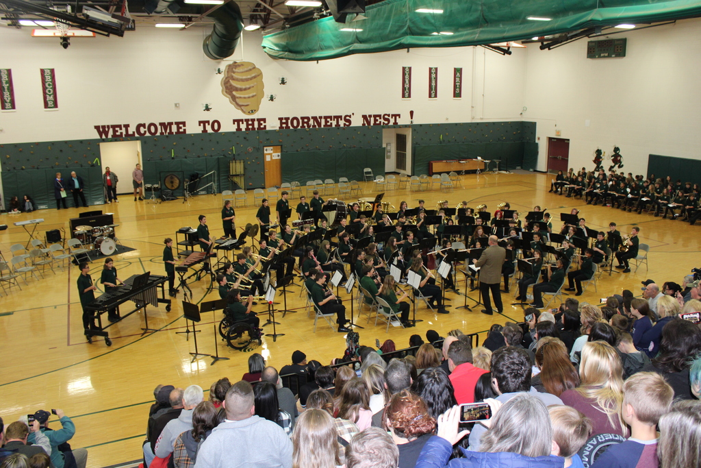combined 7th and 8th grade band in concert
