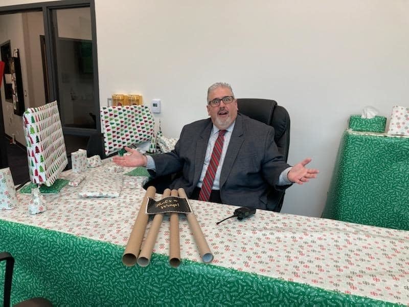 Mr. Chisik in his office and everything is wrapped