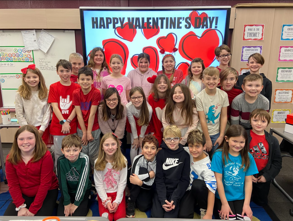 Students celebrating Valentine's Day